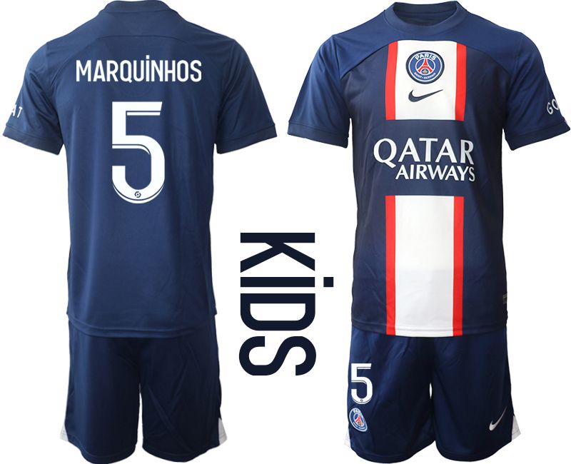 Youth 2022-2023 Club Paris St German home blue #5 Soccer Jersey->youth soccer jersey->Youth Jersey